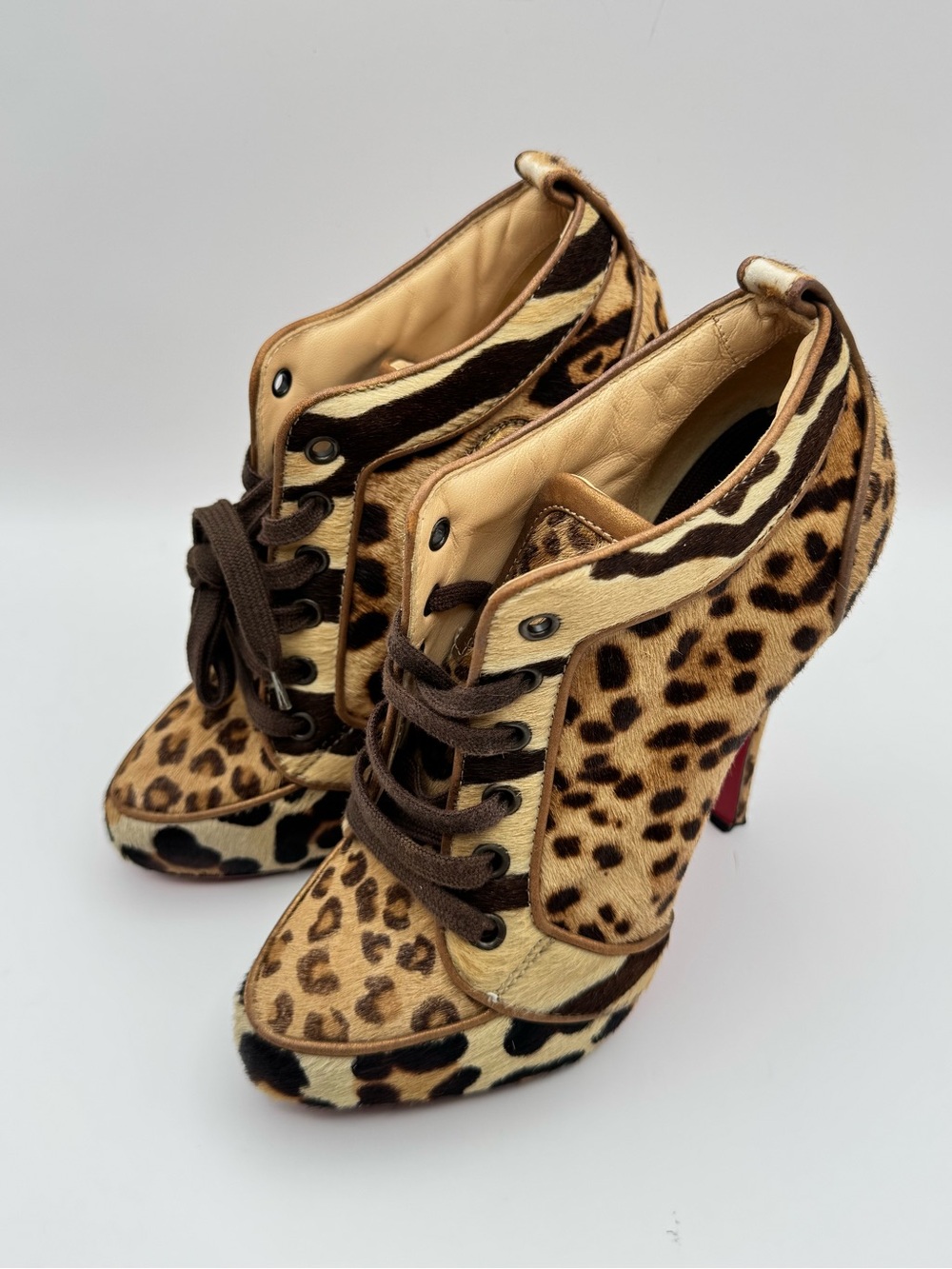 Christian Louboutin Pony Hair Leopard Venus Orlato 140 Booties EU 37 READ - Picture 2 of 11